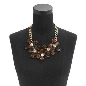 J. Crew Tortoise Flower & crystal necklace